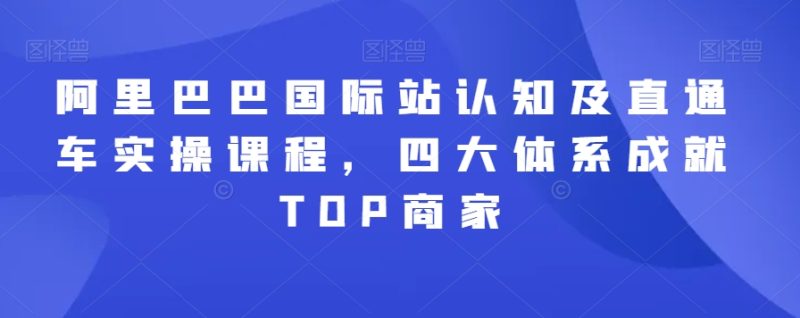 阿里巴巴国际站认知及直通车实操课程,四大体系成就TOP商家睿集资源栈-网赚项目-副业赚钱-互联网创业-资源整合睿集资源栈