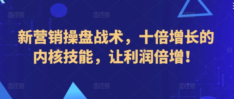 新营销操盘战术,十倍增长的内核技能,让利润倍增!睿集资源栈-网赚项目-副业赚钱-互联网创业-资源整合睿集资源栈
