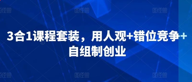 3合1课程套装,用人观+错位竞争+自组制创业睿集资源栈-网赚项目-副业赚钱-互联网创业-资源整合睿集资源栈