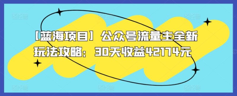 【蓝海项目】公众号流量主全新玩法攻略:30天收益42174元睿集资源栈-网赚项目-副业赚钱-互联网创业-资源整合睿集资源栈