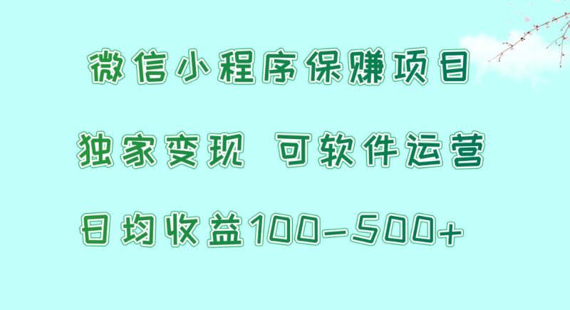 微信小程序保赚项目,日均收益100~500+,独家变现,可软件运营睿集资源栈-网赚项目-副业赚钱-互联网创业-资源整合睿集资源栈