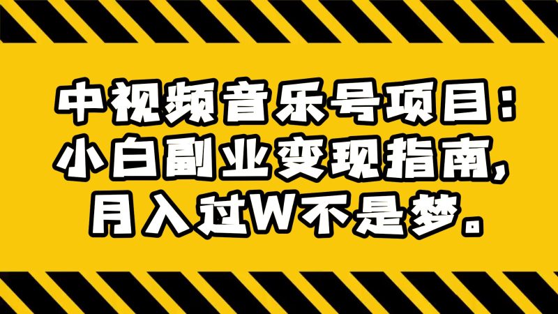 中视频音乐号项目:小白副业变现指南,月入过W不是梦。睿集资源栈-网赚项目-副业赚钱-互联网创业-资源整合睿集资源栈