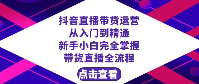 抖音直播带货 运营从入门到精通,新手完全掌握带货直播全流程(23节)睿集资源栈-网赚项目-副业赚钱-互联网创业-资源整合睿集资源栈