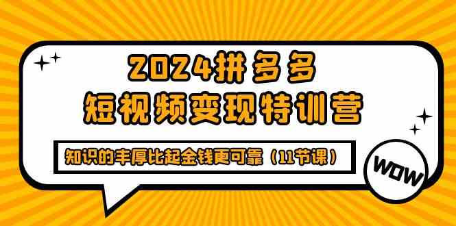 2024拼多多短视频变现特训营，知识的丰厚比起金钱更可靠（11节课）睿集资源栈-网赚项目-副业赚钱-互联网创业-资源整合睿集资源栈