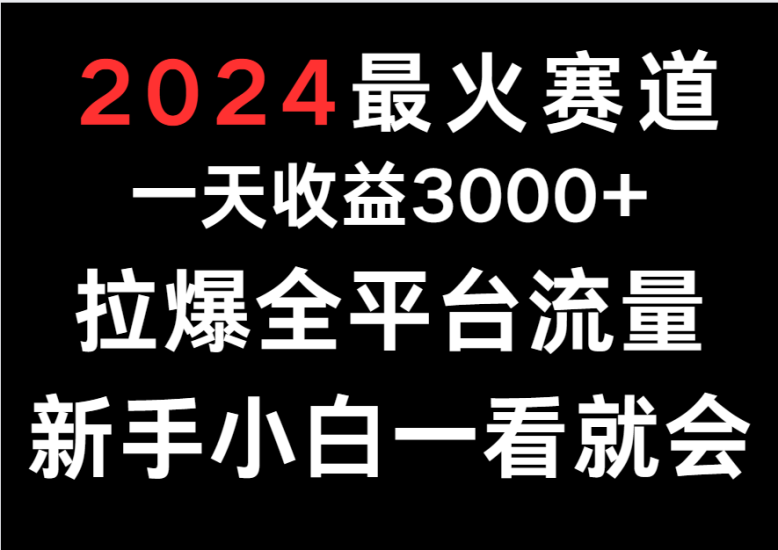 2024最火赛道，一天收一3000+.拉爆全平台流量，新手小白一看就会睿集资源栈-网赚项目-副业赚钱-互联网创业-资源整合睿集资源栈
