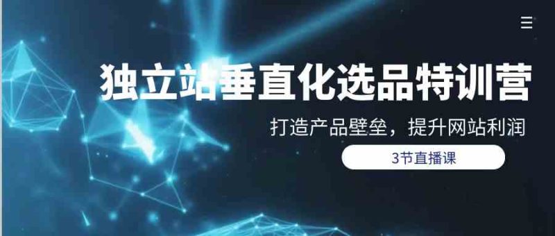 独立站垂直化选品训练营,打造产品壁垒,提升网站利润(3节直播课)睿集资源栈-网赚项目-副业赚钱-互联网创业-资源整合睿集资源栈