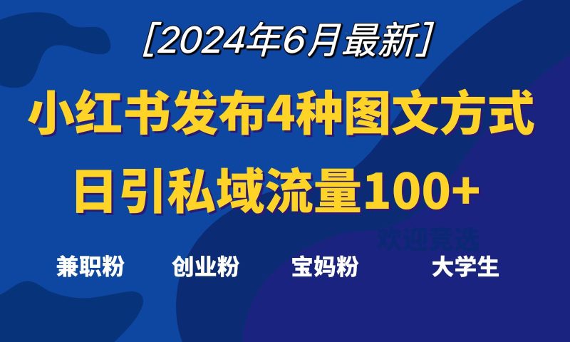 小红书发布这4种图文,就能日引私域流量100+睿集资源栈-网赚项目-副业赚钱-互联网创业-资源整合睿集资源栈