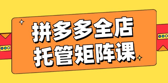 拼多多全店托管矩阵课，盈利动销玩法，高效计划设置，提升店铺效益睿集资源栈-网赚项目-副业赚钱-互联网创业-资源整合睿集资源栈