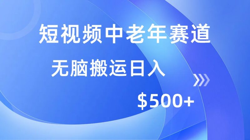 短视频中老年赛道,操作简单,多平台收益,无脑搬运日入500+睿集资源栈-网赚项目-副业赚钱-互联网创业-资源整合睿集资源栈