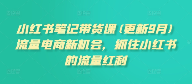 小红书笔记带货课(更新25年1月)流量电商新机会，抓住小红书的流量红利睿集资源栈-网赚项目-副业赚钱-互联网创业-资源整合睿集资源栈