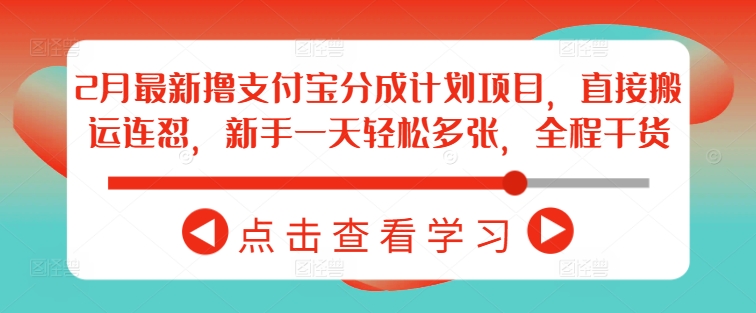 2月最新撸支付宝分成计划项目，直接搬运连怼，新手一天轻松多张，全程干货睿集资源栈-网赚项目-副业赚钱-互联网创业-资源整合睿集资源栈