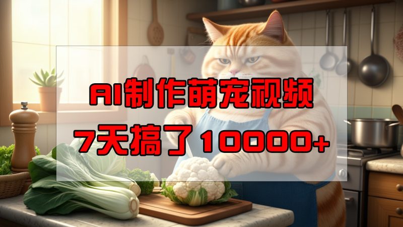 靠AI制作萌宠视频,7天搞了1万+,操作简单门槛低,有手机就行睿集资源栈-网赚项目-副业赚钱-互联网创业-资源整合睿集资源栈