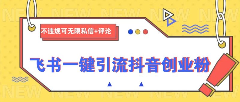 飞书一键引流抖音创业粉,不违规可 无限私信+评论睿集资源栈-网赚项目-副业赚钱-互联网创业-资源整合睿集资源栈