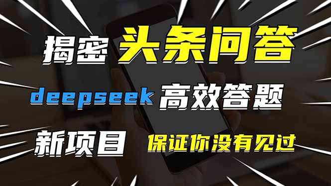 头条问答，刚出的新玩法！保证你没见过！用DeepSeek去高效答题，一个账…睿集资源栈-网赚项目-副业赚钱-互联网创业-资源整合睿集资源栈